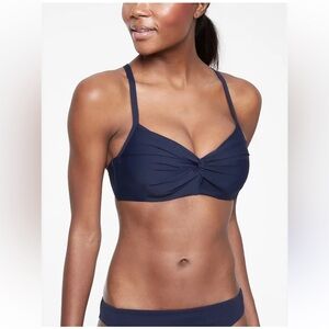 Athleta Navy Blue Racerback Underwire Bikini Top 32B/C & Bottom XS Swimwear Set